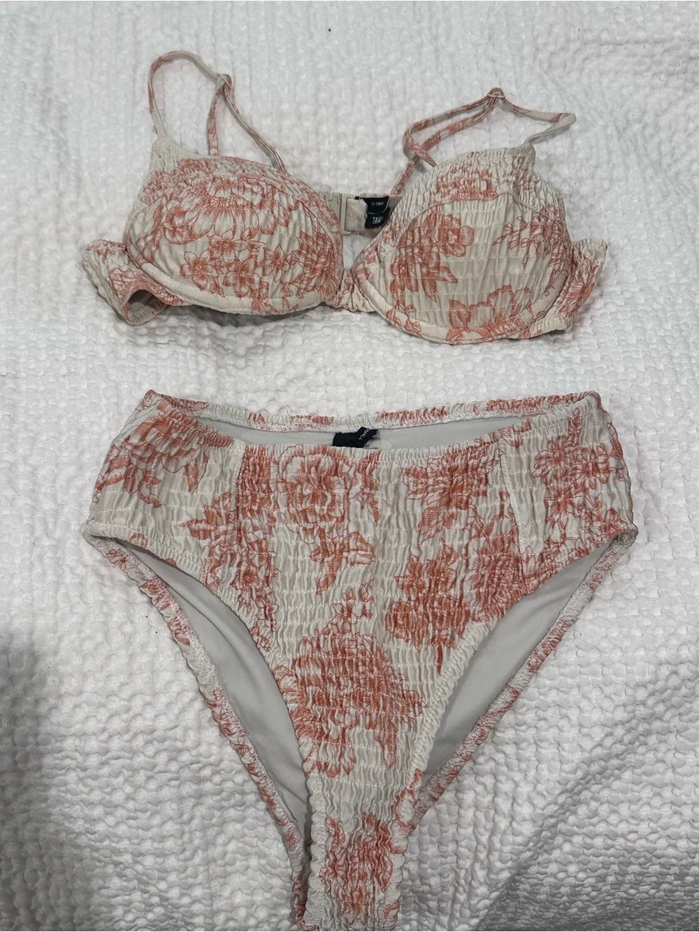 triangl swimwear Cream Bikini with Rust Floral Print